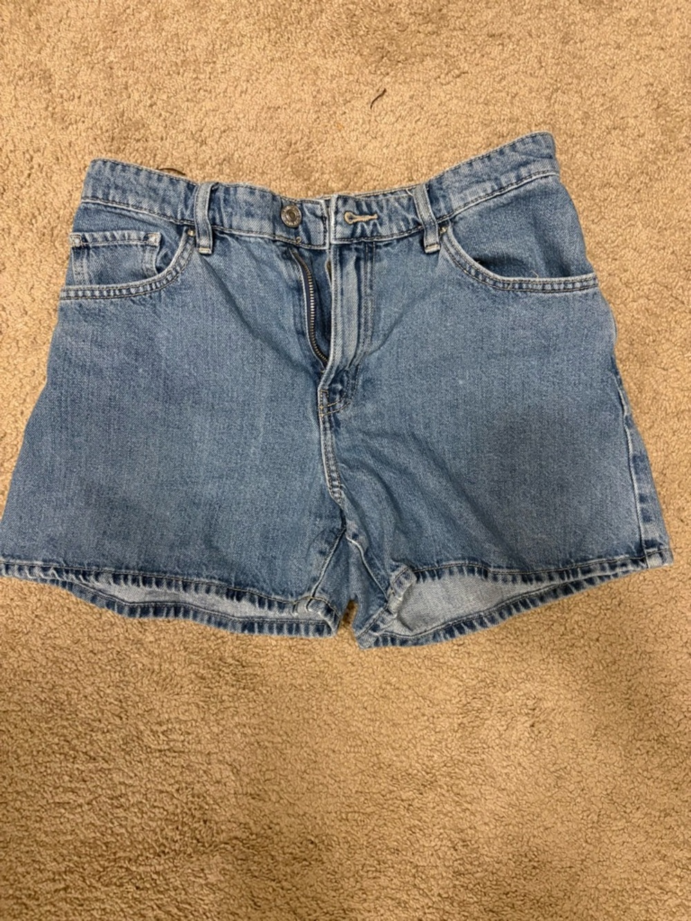 Mango Light Blue High-Waist Denim Shorts